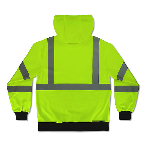 ergodyne GloWear 8311BK Class 3 Essential Hi-Vis Hooded Sweatshirt with Black Bottom, 3X-Large, Lime (22877)