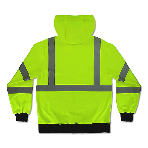 ergodyne GloWear 8312BK Class 3 Essential Hi-Vis Hooded Zip-Up Sweatshirt with Black Bottom, 3X-Large, Lime (22937)