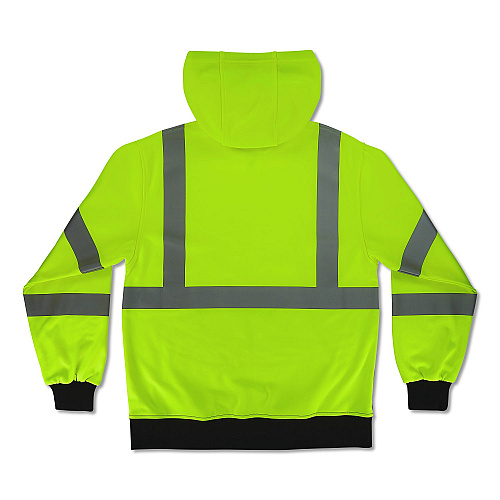 ergodyne GloWear 8311BK Class 3 Essential Hi-Vis Hooded Sweatshirt with Black Bottom, 4X-Large, Lime (22878)