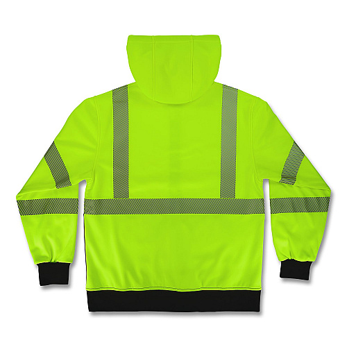 ergodyne GloWear 8318BK Class 3 Performance Hi-Vis Hooded Zip-Up Sweatshirt with Black Bottom, 4X-Large, Lime (23068)