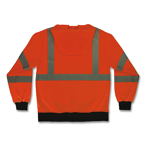 ergodyne GloWear 8311BK Class 3 Essential Hi-Vis Hooded Sweatshirt with Black Bottom, Medium, Orange (22883)
