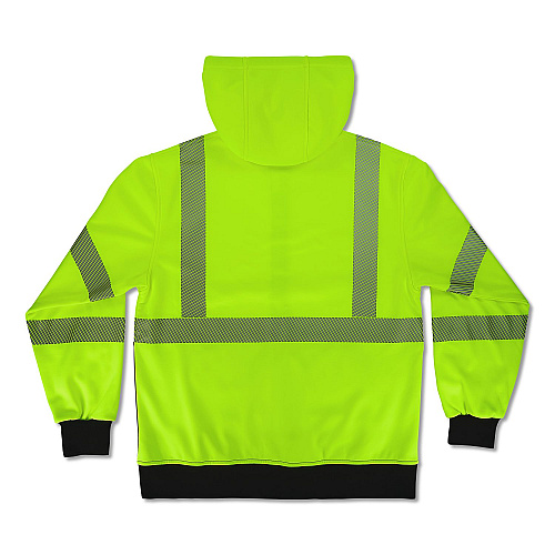 ergodyne GloWear 8318BK Class 3 Performance Hi-Vis Hooded Zip-Up Sweatshirt with Black Bottom, 5X-Large, Lime (23069)