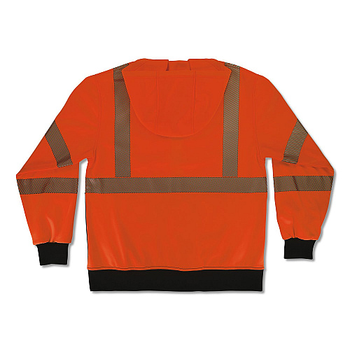ergodyne GloWear 8318BK Class 3 Performance Hi-Vis Hooded Zip-Up Sweatshirt with Black Bottom, Medium, Orange (23073)