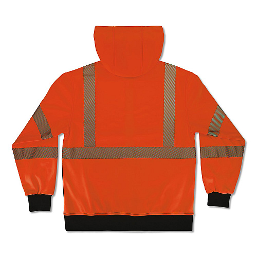 ergodyne GloWear 8318BK Class 3 Performance Hi-Vis Hooded Zip-Up Sweatshirt with Black Bottom, Medium, Orange (23073)