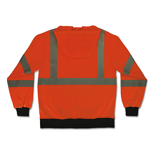 ergodyne GloWear 8312BK Class 3 Essential Hi-Vis Hooded Zip-Up Sweatshirt with Black Bottom, X-Large, Orange (22945)