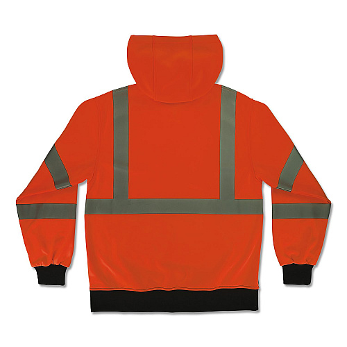 ergodyne GloWear 8312BK Class 3 Essential Hi-Vis Hooded Zip-Up Sweatshirt with Black Bottom, X-Large, Orange (22945)