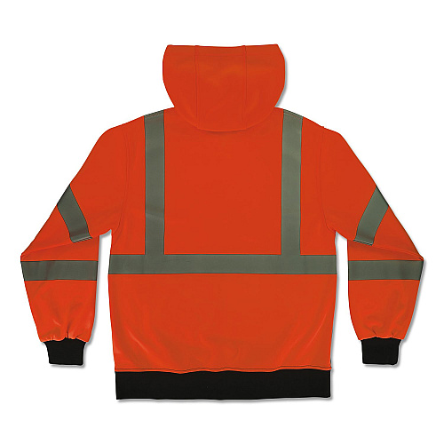 ergodyne GloWear 8312BK Class 3 Essential Hi-Vis Hooded Zip-Up Sweatshirt with Black Bottom, 2X-Large, Orange (22946)