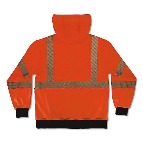 ergodyne GloWear 8318BK Class 3 Performance Hi-Vis Hooded Zip-Up Sweatshirt with Black Bottom, 2X-Large, Orange (23076)
