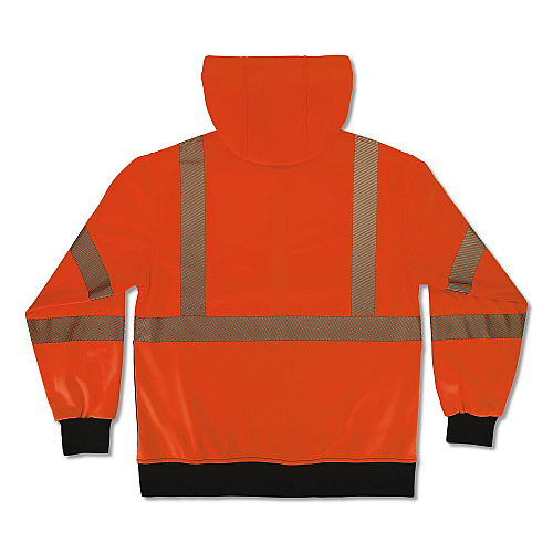 ergodyne GloWear 8318BK Class 3 Performance Hi-Vis Hooded Zip-Up Sweatshirt with Black Bottom, 3X-Large, Orange (23077)