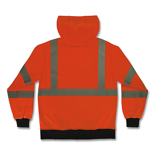 ergodyne GloWear 8311BK Class 3 Essential Hi-Vis Hooded Sweatshirt with Black Bottom, 4X-Large, Orange (22888)