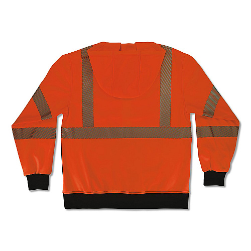 ergodyne GloWear 8318BK Class 3 Performance Hi-Vis Hooded Zip-Up Sweatshirt with Black Bottom, 4X-Large, Orange (23078)