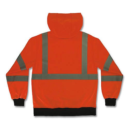 ergodyne GloWear 8311BK Class 3 Essential Hi-Vis Hooded Sweatshirt with Black Bottom, 5X-Large, Orange (22889)