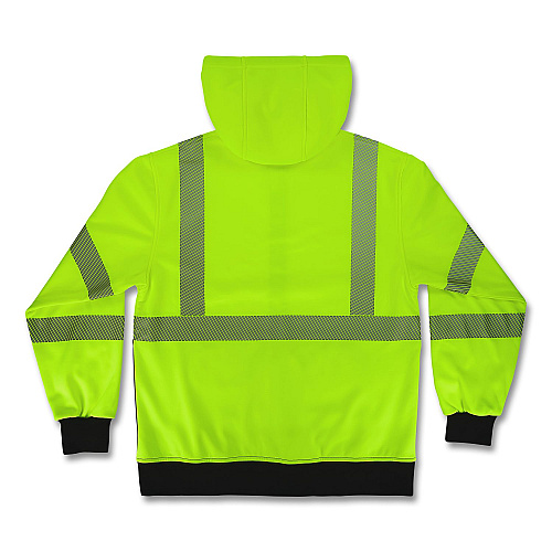 ergodyne GloWear 8317BK Class 3 Performance Hi-Vis Hooded Sweatshirt with Black Bottom, Medium, Lime (22973)