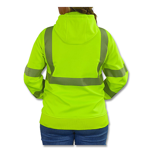 ergodyne GloWear 8305W Class 3 Women's Performance Hi-Vis Hooded Zip-Up Sweatshirt, Medium, Lime (22893)