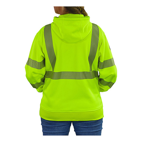 ergodyne GloWear 8304W Class 3 Women's Performance Hi-Vis Hooded Sweatshirt, Medium, Lime (23113)