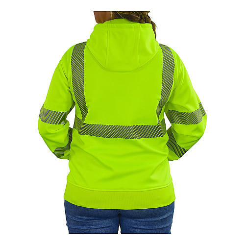 ergodyne GloWear 8305W Class 3 Women's Performance Hi-Vis Hooded Zip-Up Sweatshirt, Large, Lime (22894)