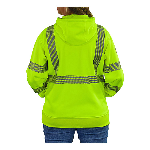 ergodyne GloWear 8304W Class 3 Women's Performance Hi-Vis Hooded Sweatshirt, Large, Lime (23114)