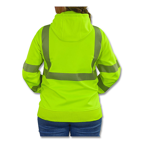 ergodyne GloWear 8305W Class 3 Women's Performance Hi-Vis Hooded Zip-Up Sweatshirt, X-Large, Lime (22895)