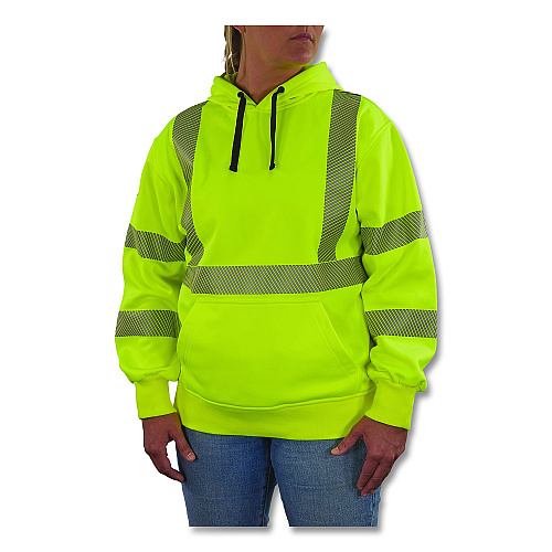 ergodyne GloWear 8304W Class 3 Women's Performance Hi-Vis Hooded Sweatshirt, X-Large, Lime (23115)