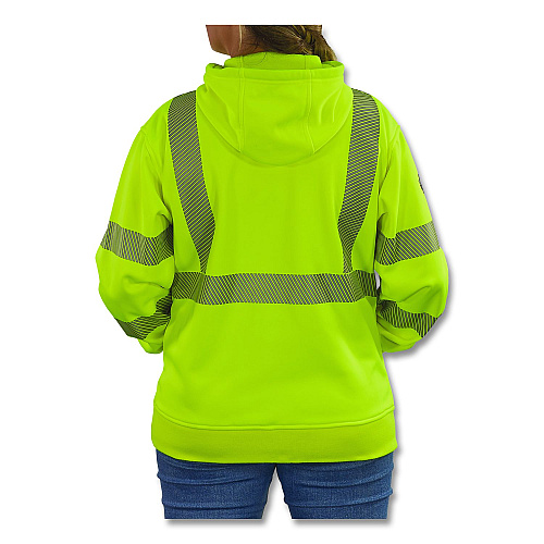 ergodyne GloWear 8304W Class 3 Women's Performance Hi-Vis Hooded Sweatshirt, 2X-Large, Lime (23116)