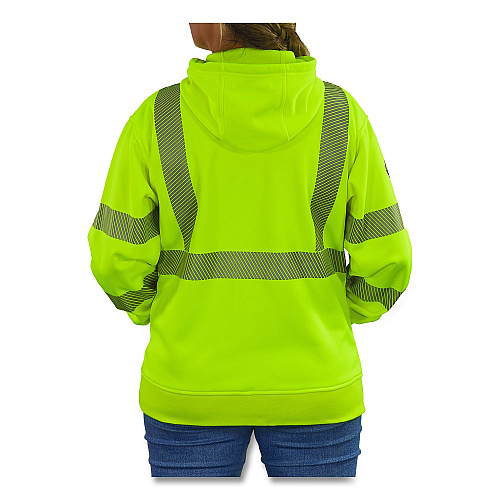 ergodyne GloWear 8304W Class 3 Women's Performance Hi-Vis Hooded Sweatshirt, 3X-Large, Lime (23117)