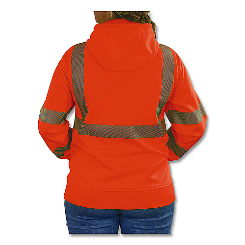 ergodyne GloWear 8305W Class 3 Women's Performance Hi-Vis Hooded Zip-Up Sweatshirt, Small, Orange (22902)