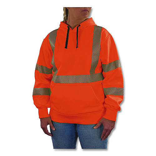 ergodyne GloWear 8304W Class 3 Women's Performance Hi-Vis Hooded Sweatshirt, Small, Orange (23122)
