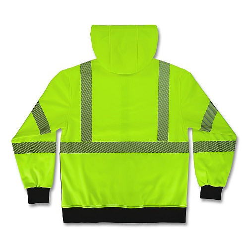 ergodyne GloWear 8317BK Class 3 Performance Hi-Vis Hooded Sweatshirt with Black Bottom, 5X-Large, Lime (22979)