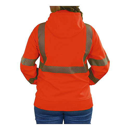 ergodyne GloWear 8305W Class 3 Women's Performance Hi-Vis Hooded Zip-Up Sweatshirt, X-Large, Orange (22905)