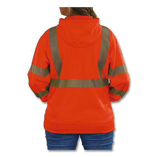ergodyne GloWear 8304W Class 3 Women's Performance Hi-Vis Hooded Sweatshirt, X-Large, Orange (23125)