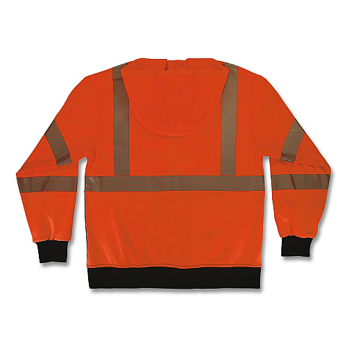 ergodyne GloWear 8317BK Class 3 Performance Hi-Vis Hooded Sweatshirt with Black Bottom, X-Large, Orange (22985)