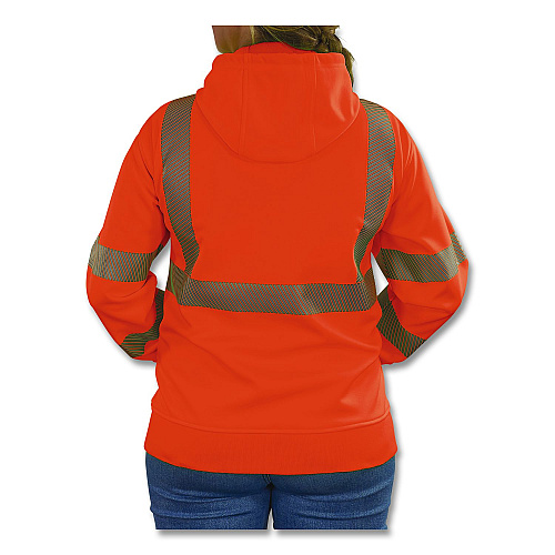 ergodyne GloWear 8305W Class 3 Women's Performance Hi-Vis Hooded Zip-Up Sweatshirt, 2X-Large, Orange (22906)