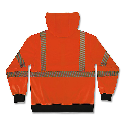 ergodyne GloWear 8317BK Class 3 Performance Hi-Vis Hooded Sweatshirt with Black Bottom, X-Large, Orange (22985)