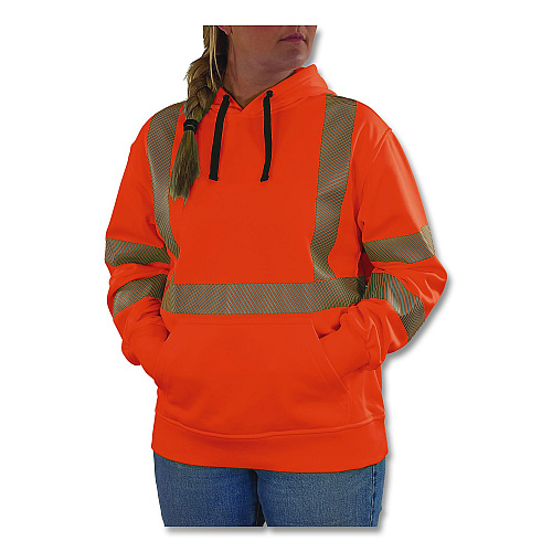 ergodyne GloWear 8304W Class 3 Women's Performance Hi-Vis Hooded Sweatshirt, 2X-Large, Orange (23126)