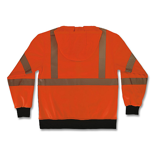 ergodyne GloWear 8317BK Class 3 Performance Hi-Vis Hooded Sweatshirt with Black Bottom, 2X-Large, Orange (22986)