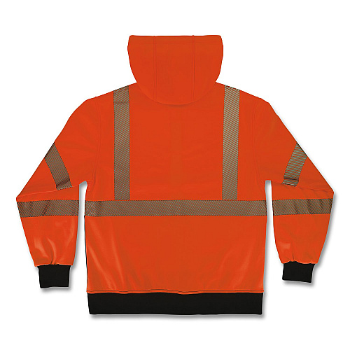 ergodyne GloWear 8317BK Class 3 Performance Hi-Vis Hooded Sweatshirt with Black Bottom, 2X-Large, Orange (22986)