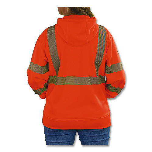 ergodyne GloWear 8304W Class 3 Women's Performance Hi-Vis Hooded Sweatshirt, 3X-Large, Orange (23127)