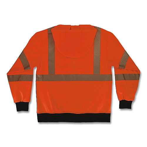 ergodyne GloWear 8317BK Class 3 Performance Hi-Vis Hooded Sweatshirt with Black Bottom, 4X-Large, Orange (22988)