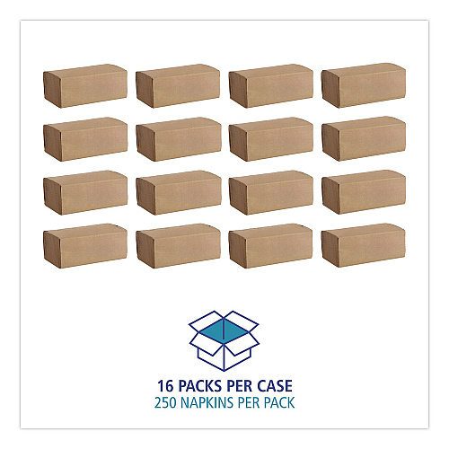 Boardwalk Folded Paper Towels, 1-Ply, 9 x 9.5, Kraft, 250/Pack, 16 Packs/Carton (SF4000K)