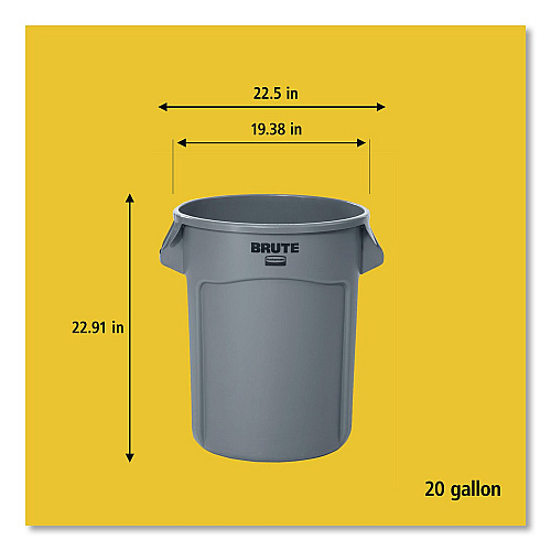 Rubbermaid Commercial Vented Round BRUTE Container, 20 gal, Resin, Dark Green (FG262000DGRN)