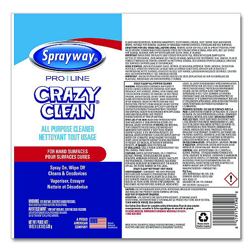 Sprayway PRO LINE Crazy Clean, Unscented, 19 oz Aerosol Spray, 12/Carton (SPRA57598)