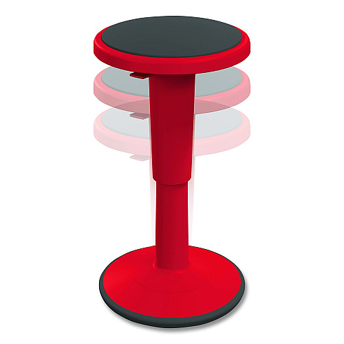 MooreCo Hierarchy Grow Stool, Tall, Backless, Supports Up to 250 lbs, 17" to 24" Seat Height, Red Seat, Red Base (50970RED)