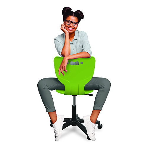 MooreCo Hierarchy Five-Star Chair, Supports Up to 250 lbs, 21.68" Seat Height, Green Seat, Green Back, Black Base (53511GRN)