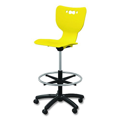 MooreCo Hierarchy Five-Star Stool, Supports Up to 250 lbs, 24.48" to 33.23" Seat Height, Yellow Seat, Black Base (53512YEL)