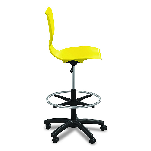 MooreCo Hierarchy Five-Star Stool, Supports Up to 250 lbs, 24.48" to 33.23" Seat Height, Yellow Seat, Black Base (53512YEL)