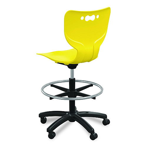 MooreCo Hierarchy Five-Star Stool, Supports Up to 250 lbs, 24.48" to 33.23" Seat Height, Yellow Seat, Black Base (53512YEL)