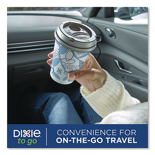 Dixie To Go Paper Cups and Lids Combo, 12 oz, Blue/White, 66/Pack (15030)