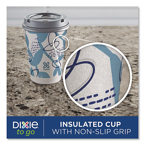 Dixie To Go Paper Cups and Lids Combo, 12 oz, Blue/White, 66/Pack (15030)