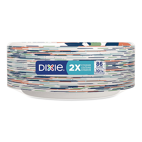 Dixie Paper Plates with Soak-Proof Shield, 10" dia, Multicolor, 86/Pack (15740)
