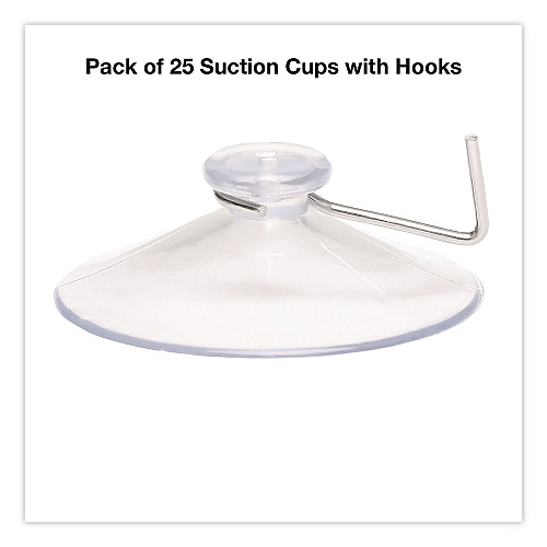 Excello Global Products Suction Cup Hooks, Metal Silver Hook, 25/Pack (SC25PK)